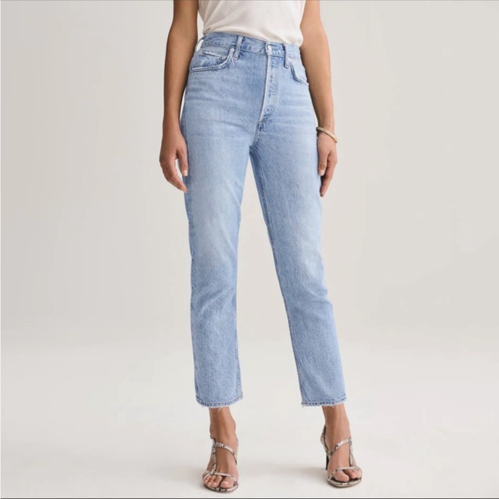 Agolde Riley Straight leg cropped in blur